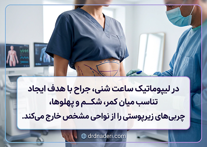 بنر چگونگی جراحی عمل لیپوماتیک ساعت شنی